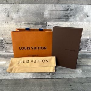 Louis Vuitton logo gift box, gift bag, dust bag.
